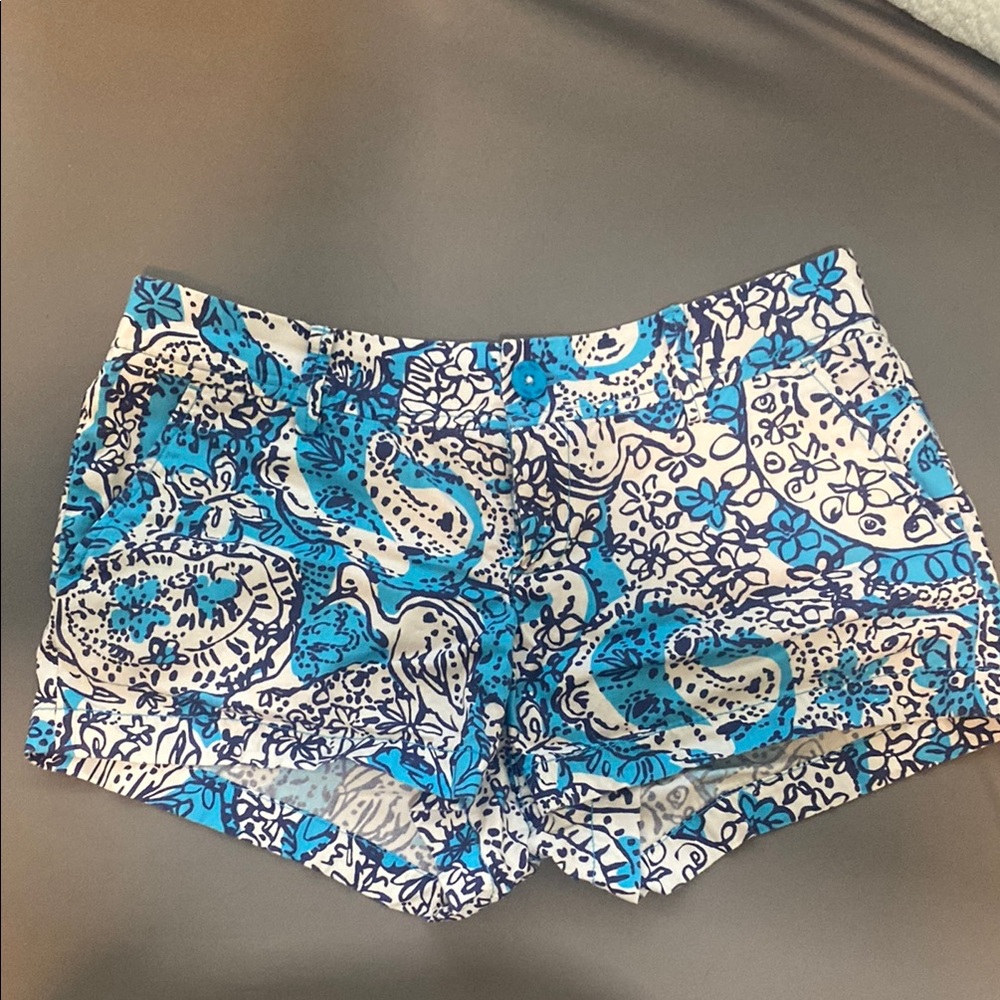 Blue Patterned Women's Shorts